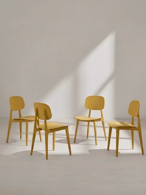 Set di 4 sedie Helm Kenay Home colore giallo senape per cucina e sala da pranzo