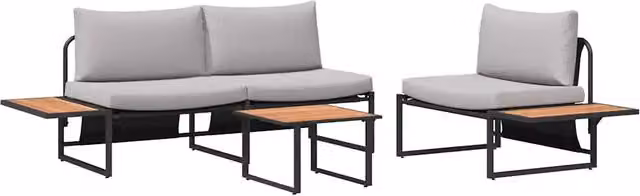 Set da Pranzo per Giardino 3 pz | Set Salotto da Giardino Grigio chiaro Acciaio