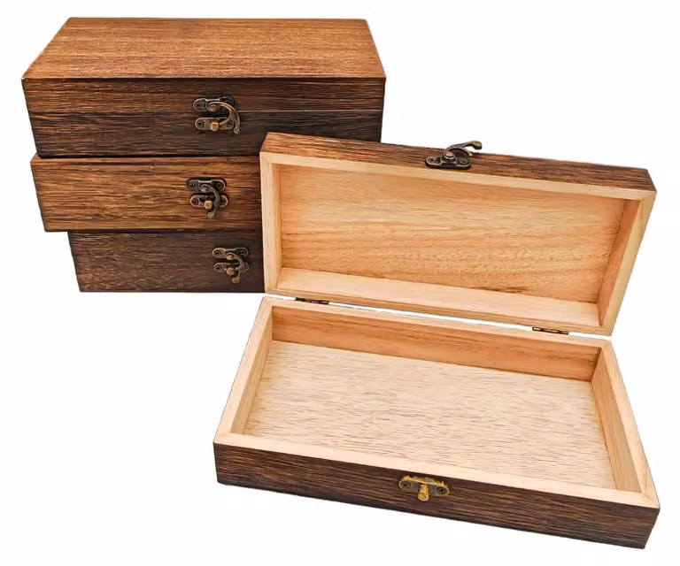 Solidchoice - Set di 4 scatole di legno con coperchi a cerniera, ideali per progetti fai-da-te e per l'organizzazione