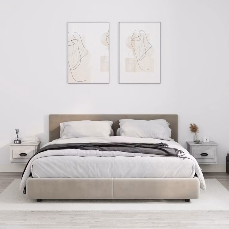 Set di 2 comodini da parete vidaXL in legno, colore grigio, L 41,5 cm x P 36 cm x H 28 cm