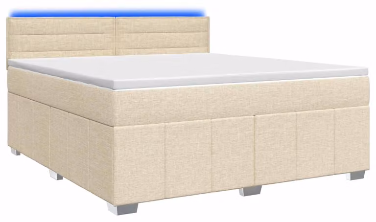 Letto a molle con materasso crema 140 x 200 cm in tessuto