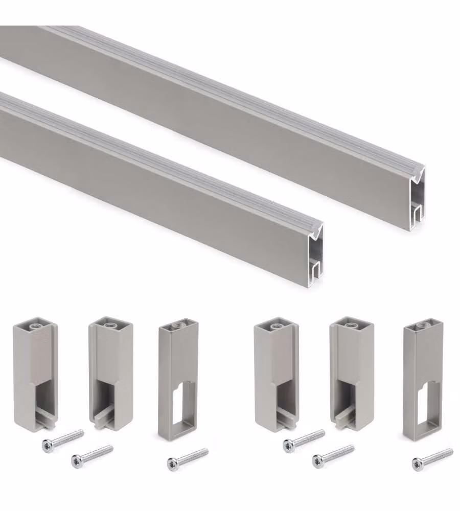 Emuca Kit tubo per armadio Luxe, 1,15 m, Color grigio pietra, Alluminio e Tecnoplastica