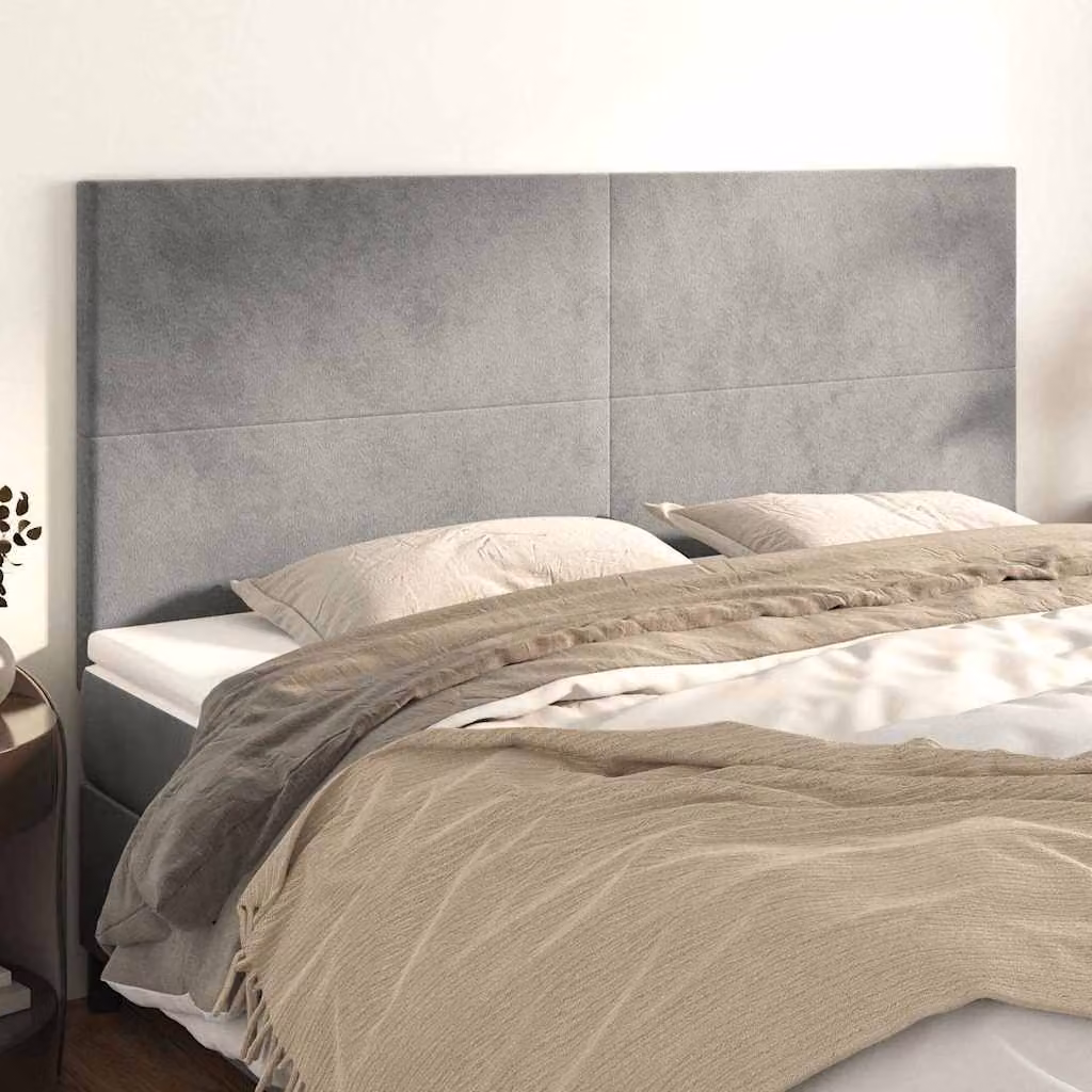 Testiera per letto vidaXL in velluto grigio chiaro, L: 160 cm, P: 5 cm, H: 118-128 cm