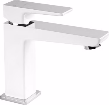 Rubinetto per lavabo, miscelatore per lavabo, miscelatore per lavabo, altezza 15 cm, bianco, PARMA, miscelatore per lavabo