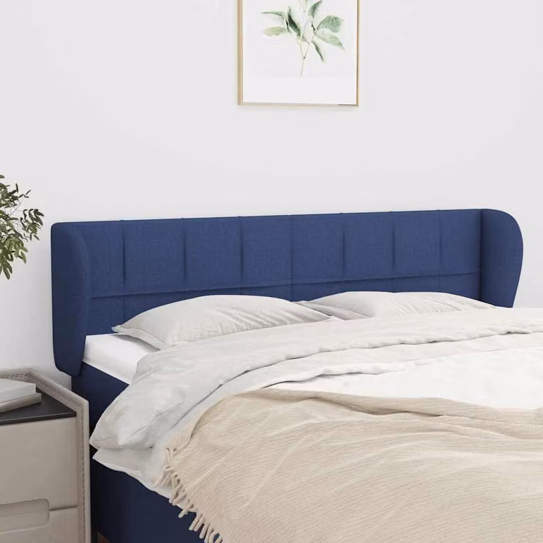 Testiera ad orecchio vidaXL in tessuto blu con struttura in legno L: 147 cm, P: 23 cm, H: 78-88 cm