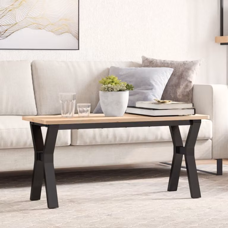 vidaXL Gambe a Y per Tavolino da Salotto in Acciaio Verniciato Nero L 90 cm, P 30 cm, H 43 cm