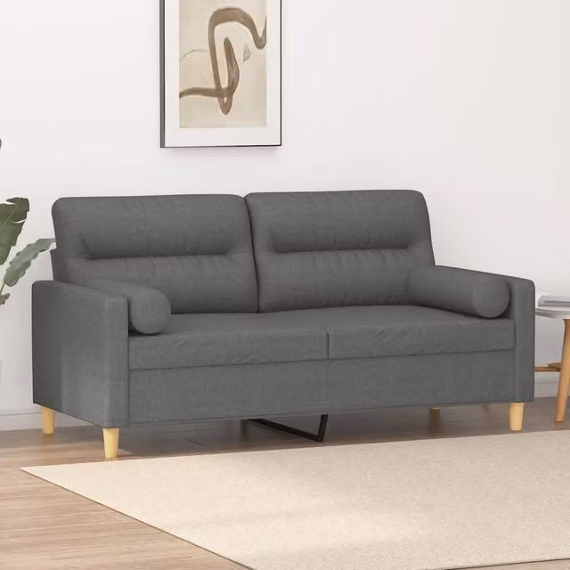 Divano a 2 posti moderno vidaXL in tessuto grigio con cuscini e coperture rimovibili
