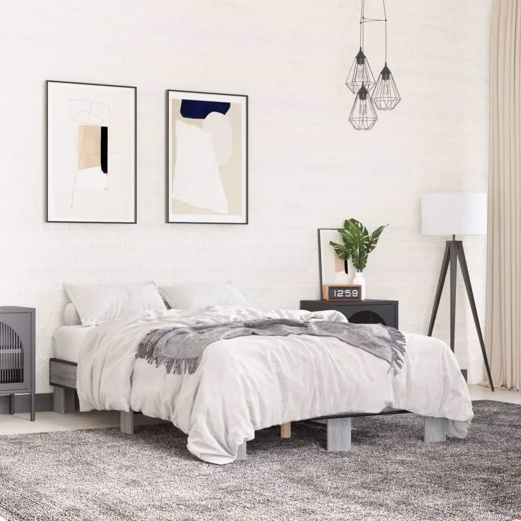 Giroletto vidaXL in legno e metallo, Grigio e Bianco, L/P/H: 140 x 200 x 143 cm