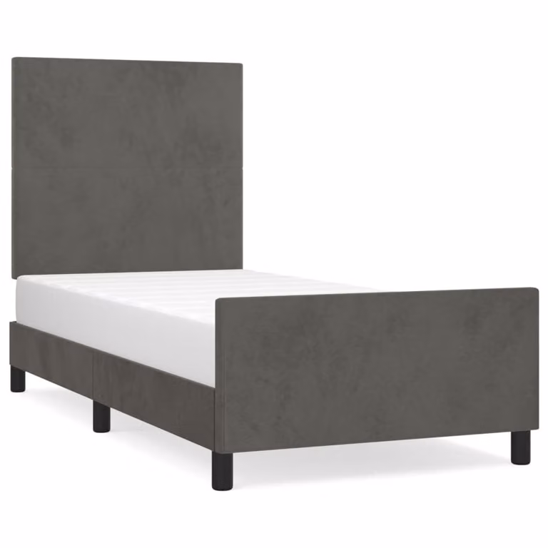 Giroletto senza Materasso Grigio Scuro 90x200 cm Velluto