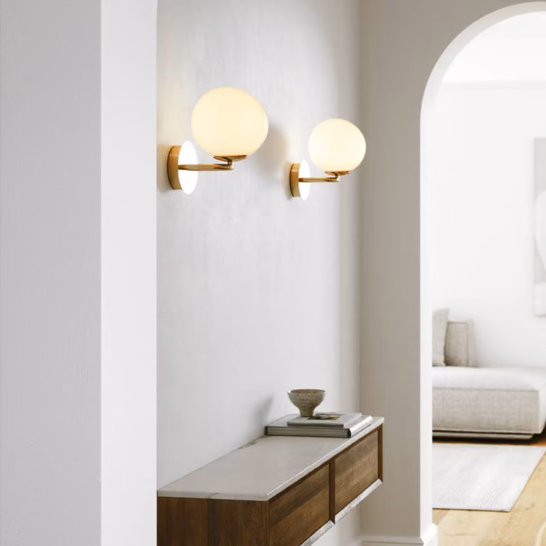 DFTP by Nordlux Applique da parete di design Shapes, Ottone / Oro, Soggiorno / Sala da pranzo, Vetro, Design, Applique