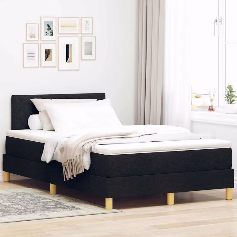 Letto ibrido moderno vidaXL in tessuto nero con struttura in legno e metallo L/P/H: 200 x 120 x 280 cm