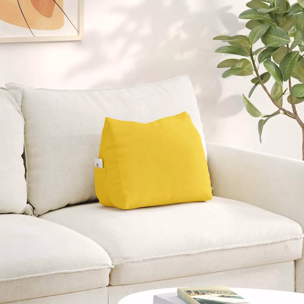 vidaXL Cuscino a Cuneo per Schiena Giallo con Rivestimento in Poliestere L 45 x P 20 x H 35 cm