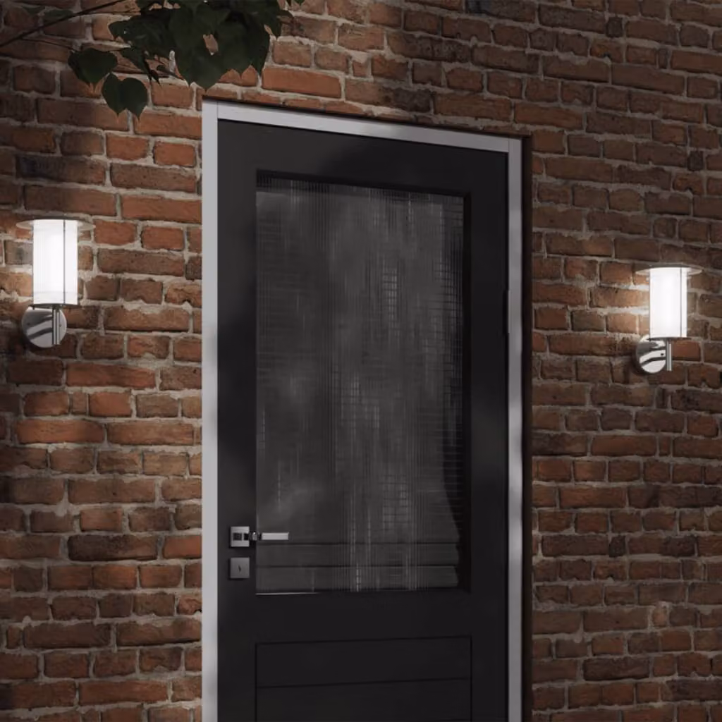 Set di 2 applique da esterno vidaXL in acciaio inossidabile argento con design moderno a cilindro e illuminazione up-down, protezione IP44