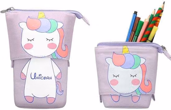 Astuccio in plastica 2 in 1 con cerniera, colori assortiti, portapenne per bambini, standard da incasso, scomparto per matite, camera da letto per bambine