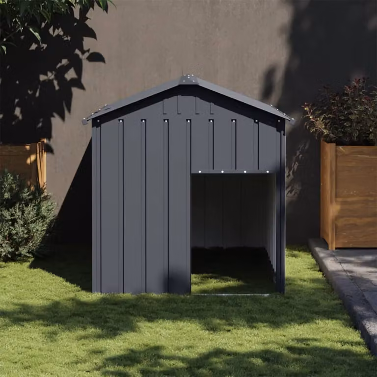 Casetta per cani vidaXL in acciaio zincato con tetto antracite, resistente alle intemperie, L 153 cm x P 117 cm x H 123 cm