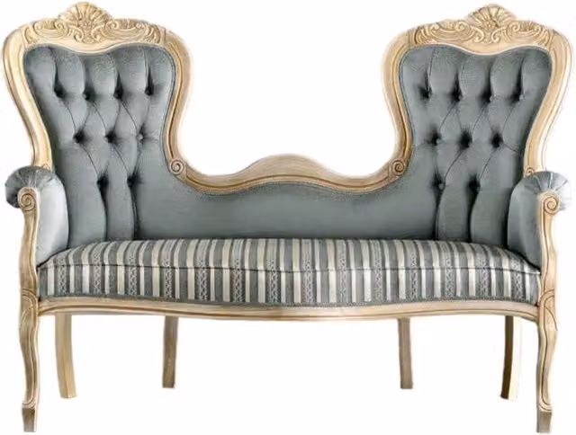 Divanetto imbottito in legno di faggio intagliato con fregi Mobili 2G bianco L: 146 cm, P: 70 cm, H: 106 cm – 2