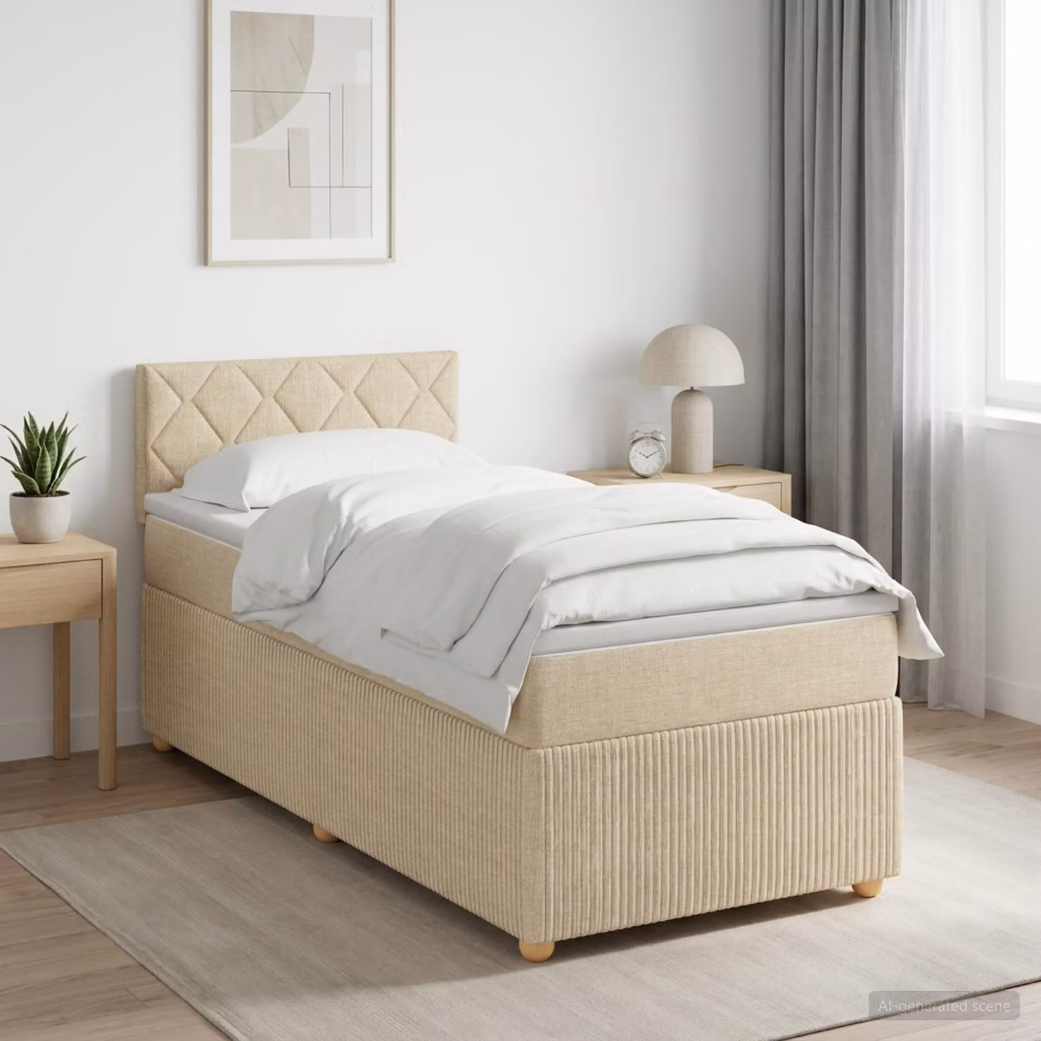 Maison Exclusive - Letto boxspring con materasso e testiera Crema 90 x 200 cm Tessuto