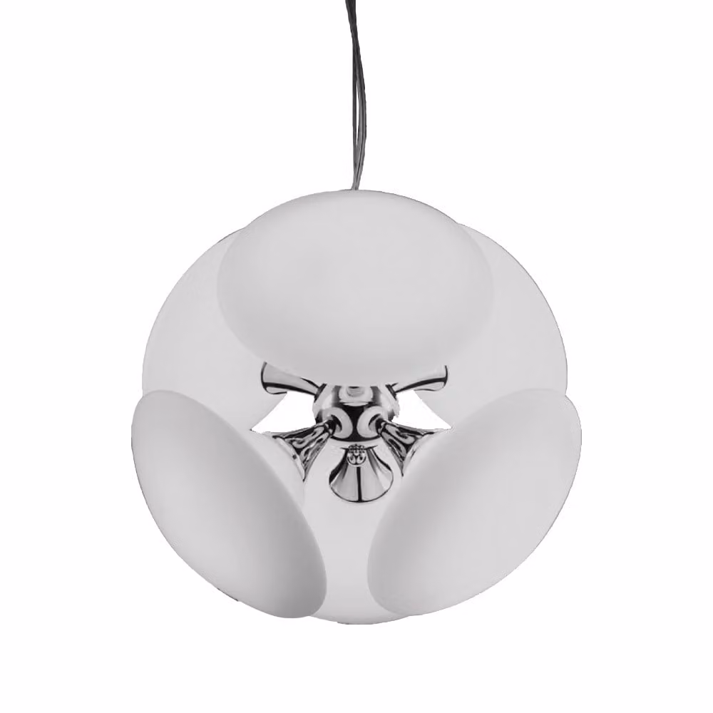 DIAMO lampada a sospensione 6xE14/40W, argento/bianco opale, Ø: 42 H: 120 cm, attacco E14, dimmerabile