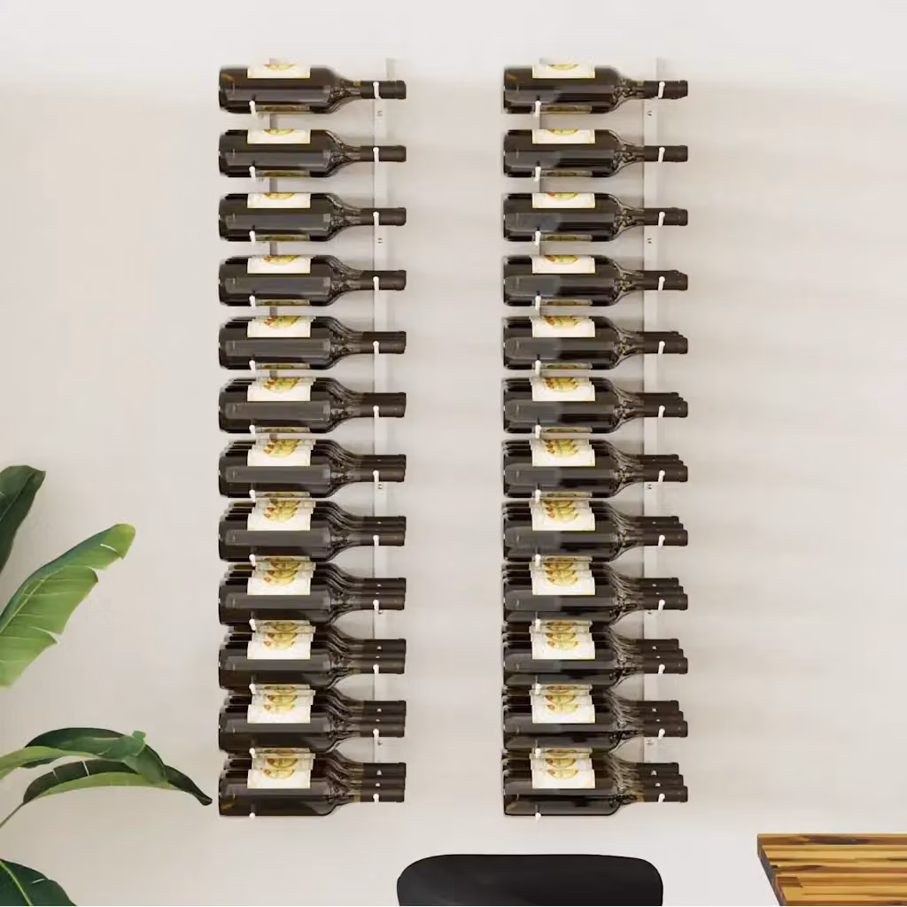Set di 2 Portavini da Parete in Metallo Bianco Design Moderno per 36 Bottiglie CFW3696157 – 2