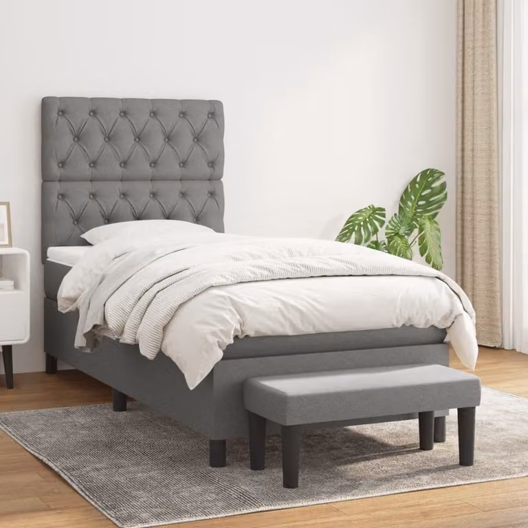 Maison Exclusive - Giroletto a Molle con Materasso Grigio Scuro 80x200 cm Tessuto