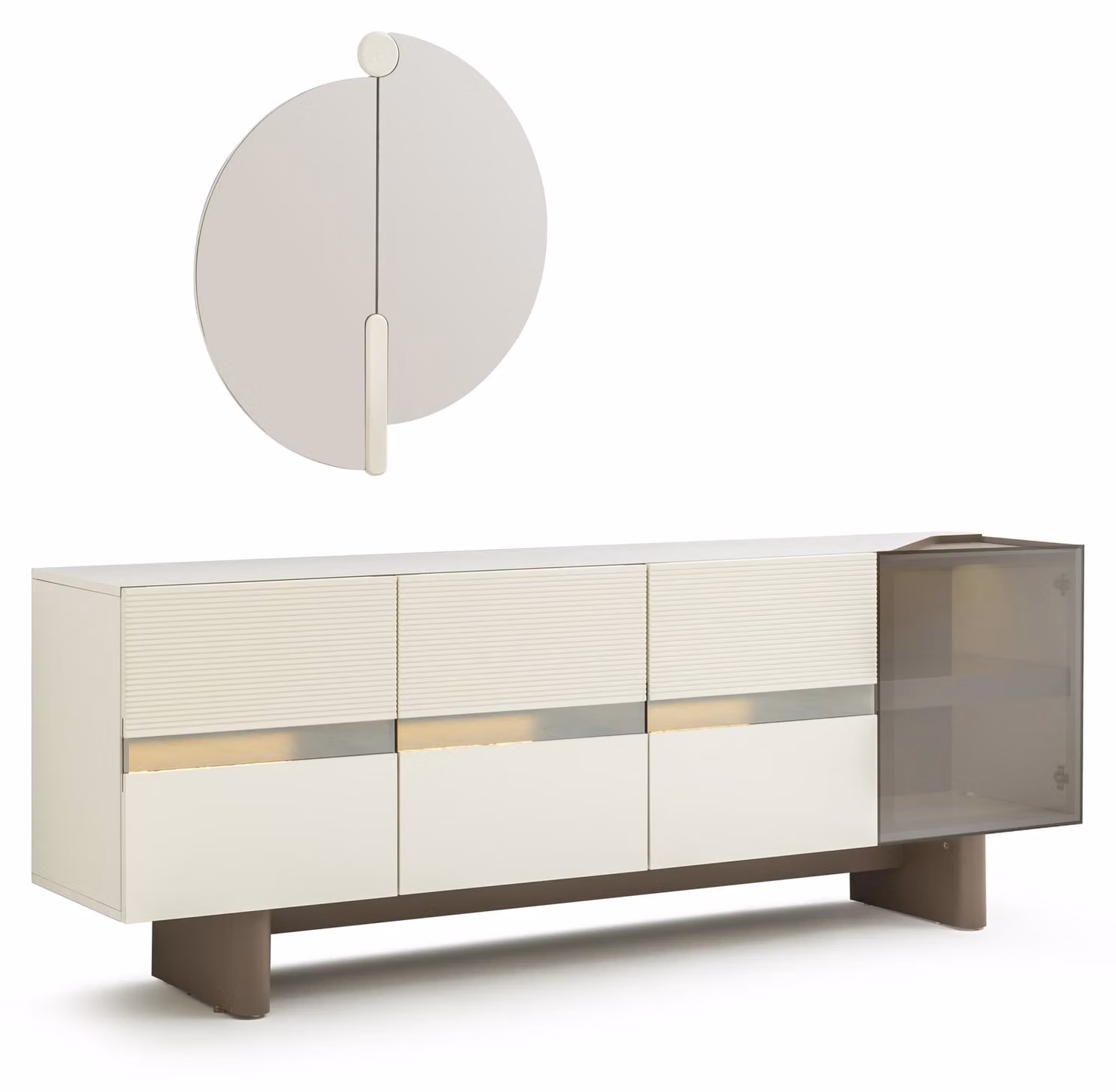 Set da pranzo 2 pezzi – Credenza moderna con specchio abbinato