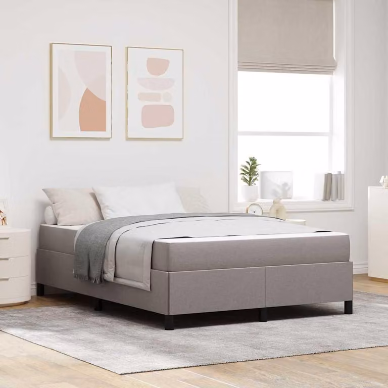 Letto con rete a molle "Maison Exclusive", color taupe, 140 x 190 cm, rivestito in tessuto
