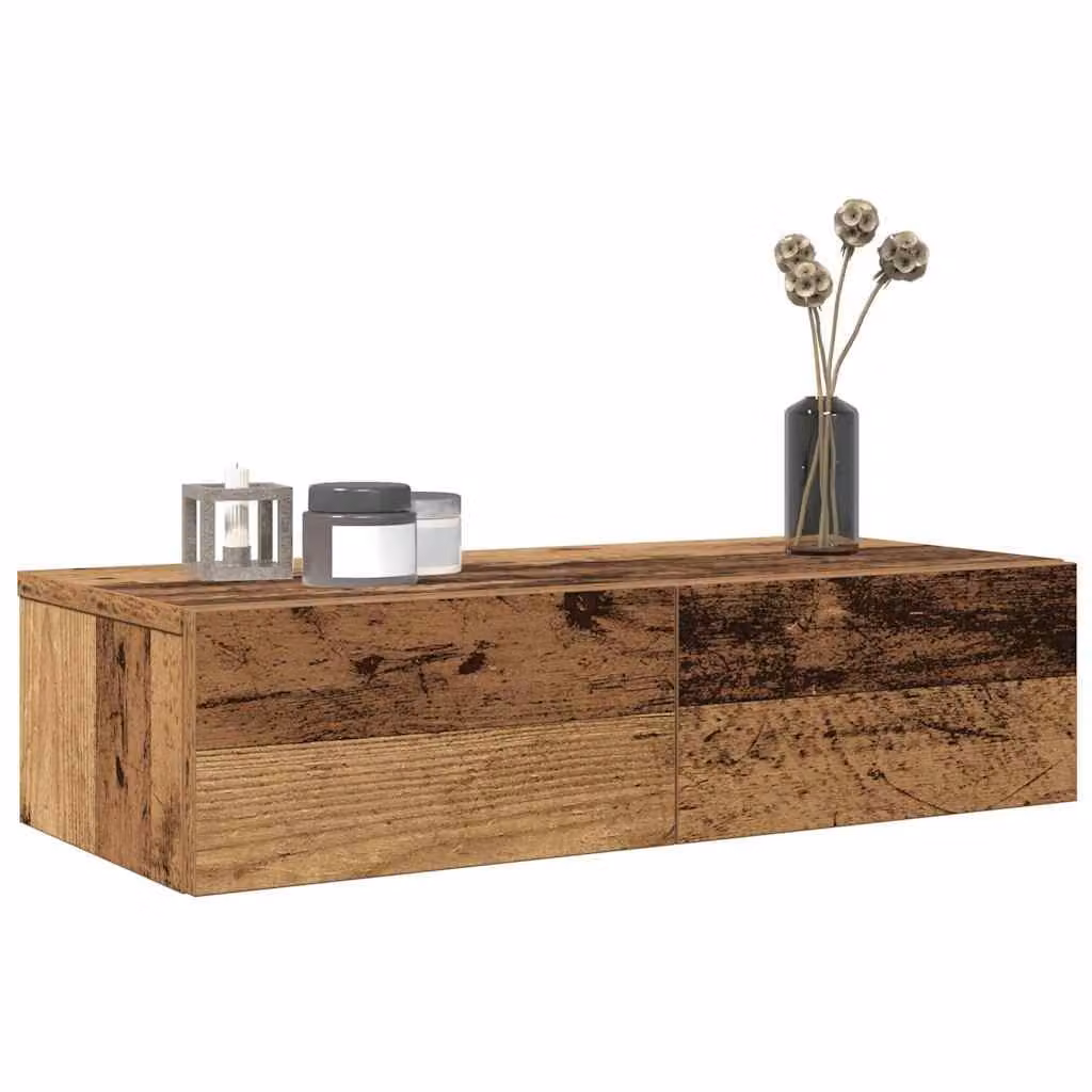 Scaffale a Parete con Cassetti vidaXL in MDF Colore Marrone Antico L 60 x P 26,5 x H 15 cm