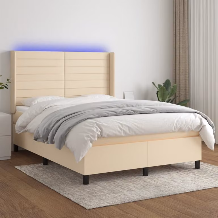 vidaXL Letto a molle con materasso e tessuto LED 140x200 cm - Letto a molle - Boxspringbetten - Bett - Schlafzimmermöbel