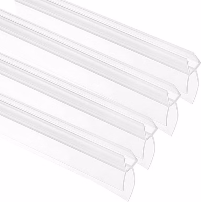Set di 4 guarnizioni per porte di cabine doccia in vetro, lunghezza 40 cm. Guarnizioni inferiori per porte di cabine doccia con labbro in gomma da 20 mm e protezione impermeabile