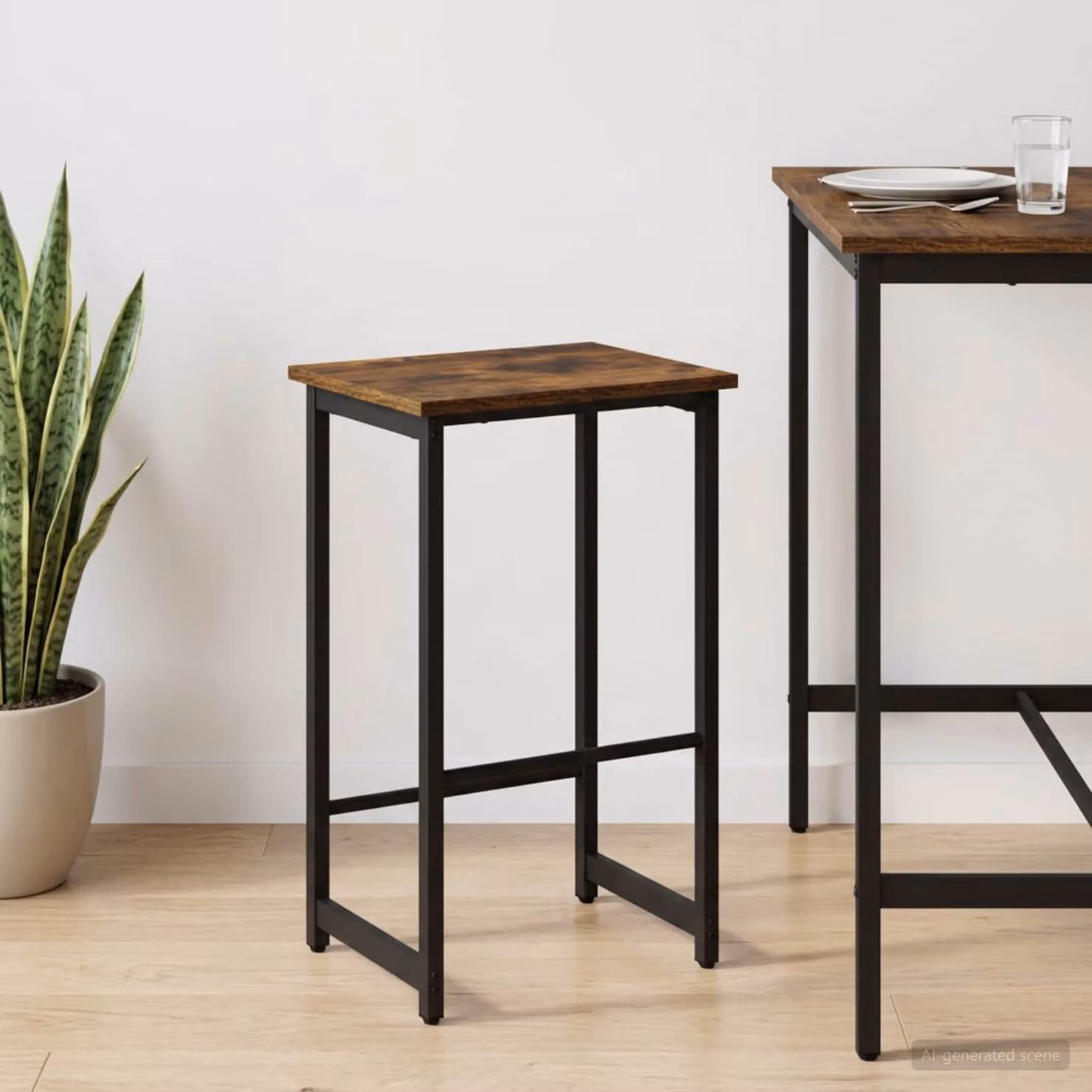 Sgabello da bar moderno vidaXL in legno e metallo colore marrone L/P/H: 40 x 32 x 64 cm