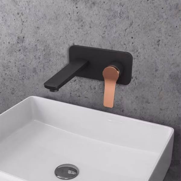 Mitigeur lavabo murale incassabile ANDARE en chrome RAV SLEZAK Finition: Cromo nero e oro rosa,