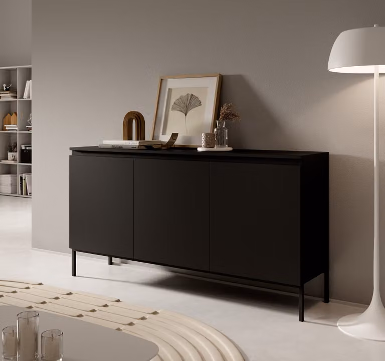 Credenza Selsey Bemmi - Comodà a 3 ante, nero, 150 cm