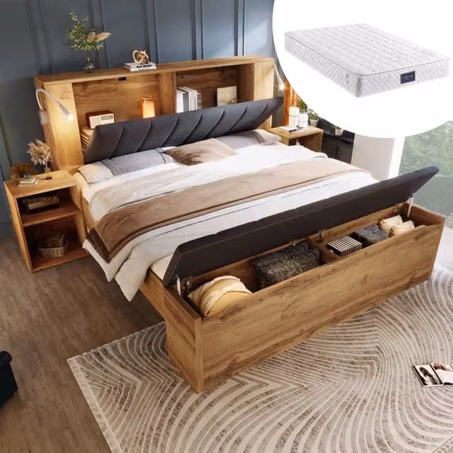 letto matrimoniale legno quercia 160 x 200 cm