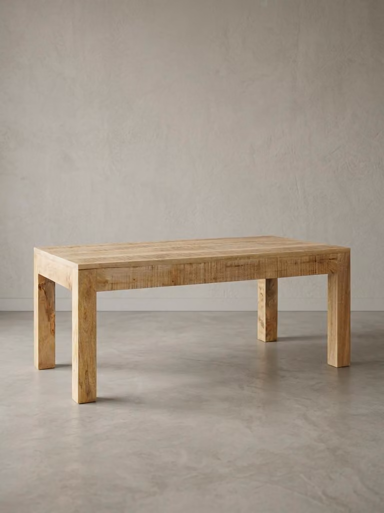 Tavolino da salotto 110 x 60 x 47 cm in legno massello di mango naturale, stile country, tavolo da salotto rustico, tavolino da caffè, tavolo da salotto in legno massello