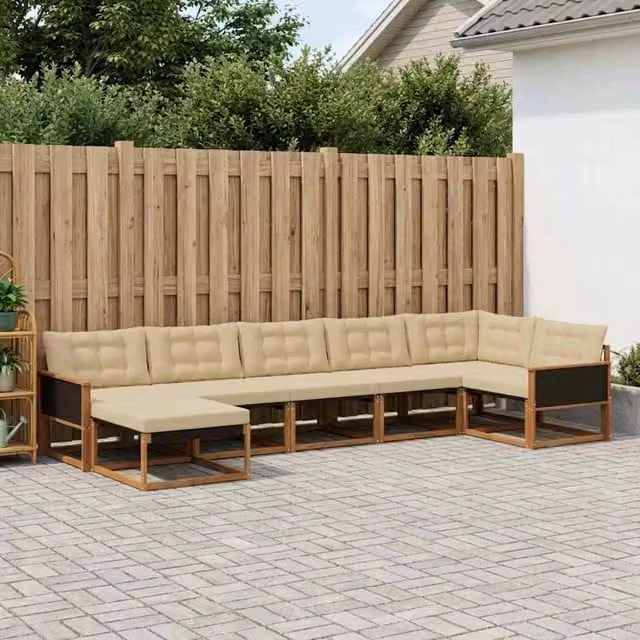 Set di divani da esterno 7 pz Naturale e Beige 3381561