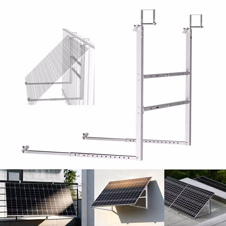 Supporto fotovoltaico per balcone per ringhiera tetto piano parete Montaggio modulo solare con gancio a testa piatta per 1 modulo solare