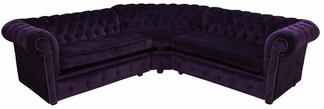 Lila Luxus Chesterfield Eck Couch Sofa Polster Sitz Garnitur Textil Stoff Sofas