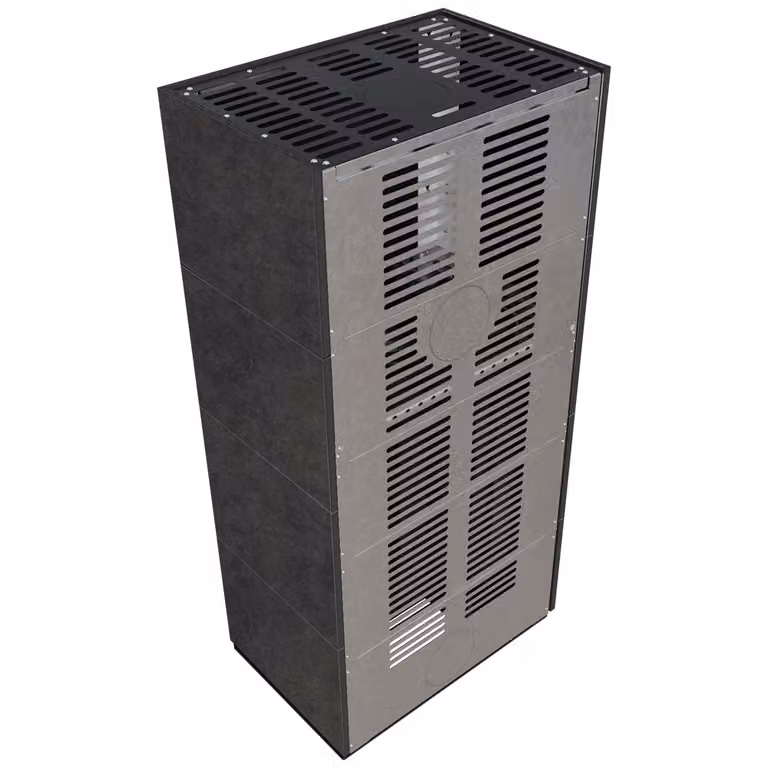 Kit caminetto KRATKI FLOKI BOX sinistro 8 kW Ø 160 sinterizzato al quarzo FOKOS GRAFITE