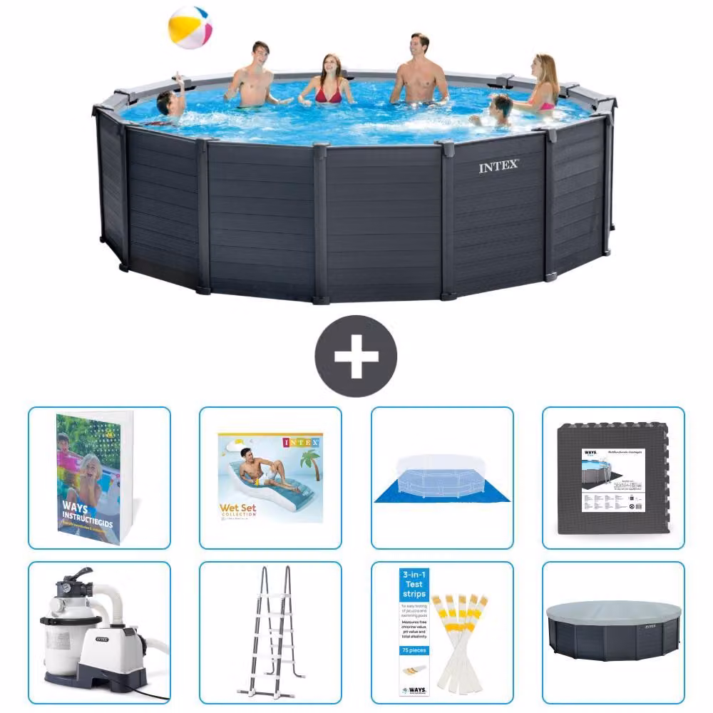 Pannello per piscina in grafite, modello Rund - 478x124 cm - composto da 7 elementi, serie S533