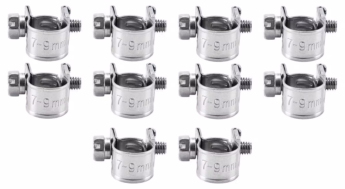 Fascette stringitubo, confezione da 10, acciaio inossidabile 304, 7-9 mm, regolabili