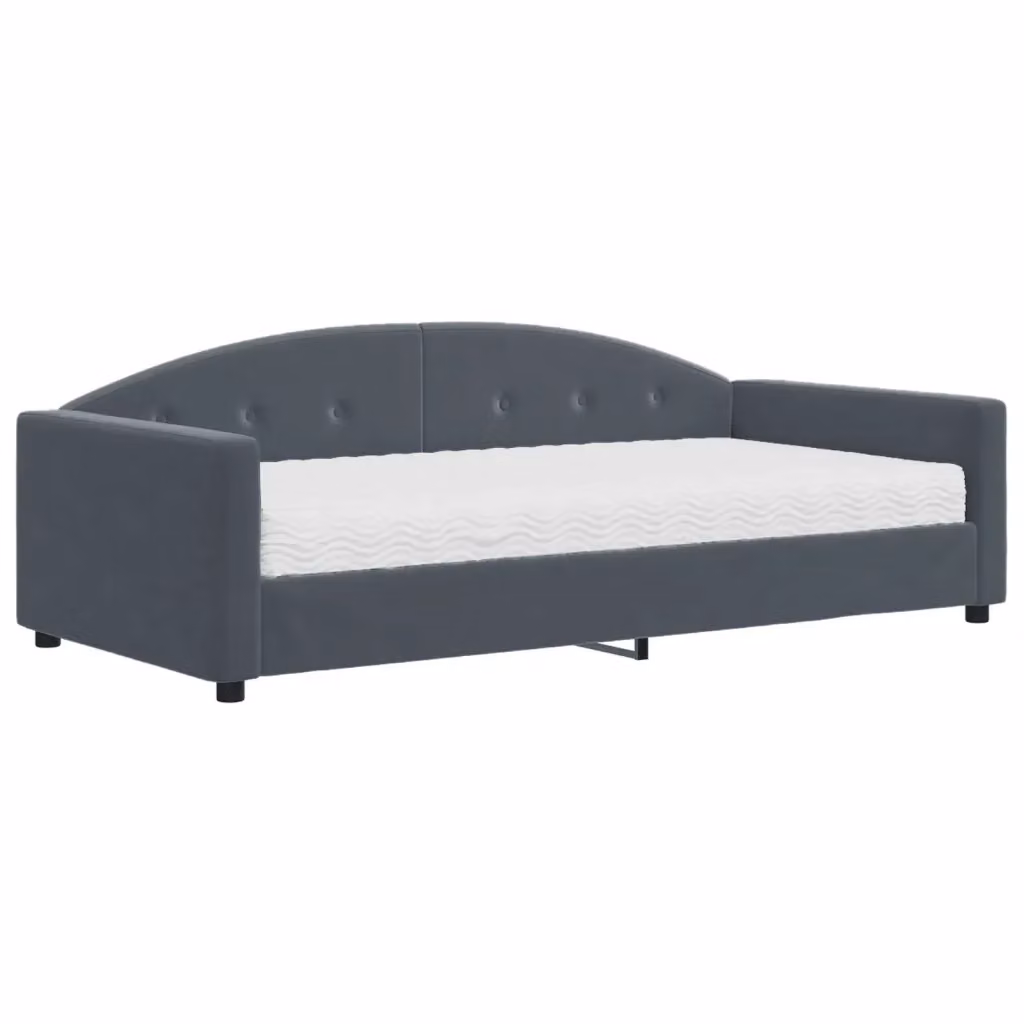Divano Letto Moderno vidaXL in Velluto Grigio con Materasso in Schiuma L/P/H: 222 x 110 x 75 cm, Materasso 100 x 200 cm – 2