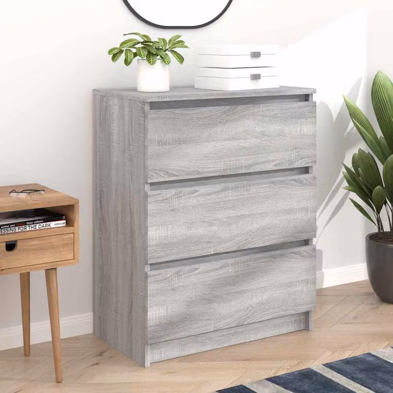Credenza vidaXL in legno multistrato e MDF Grigio Sonoma, design minimalista a parete, L 60 cm x P 35 cm x H 76 cm