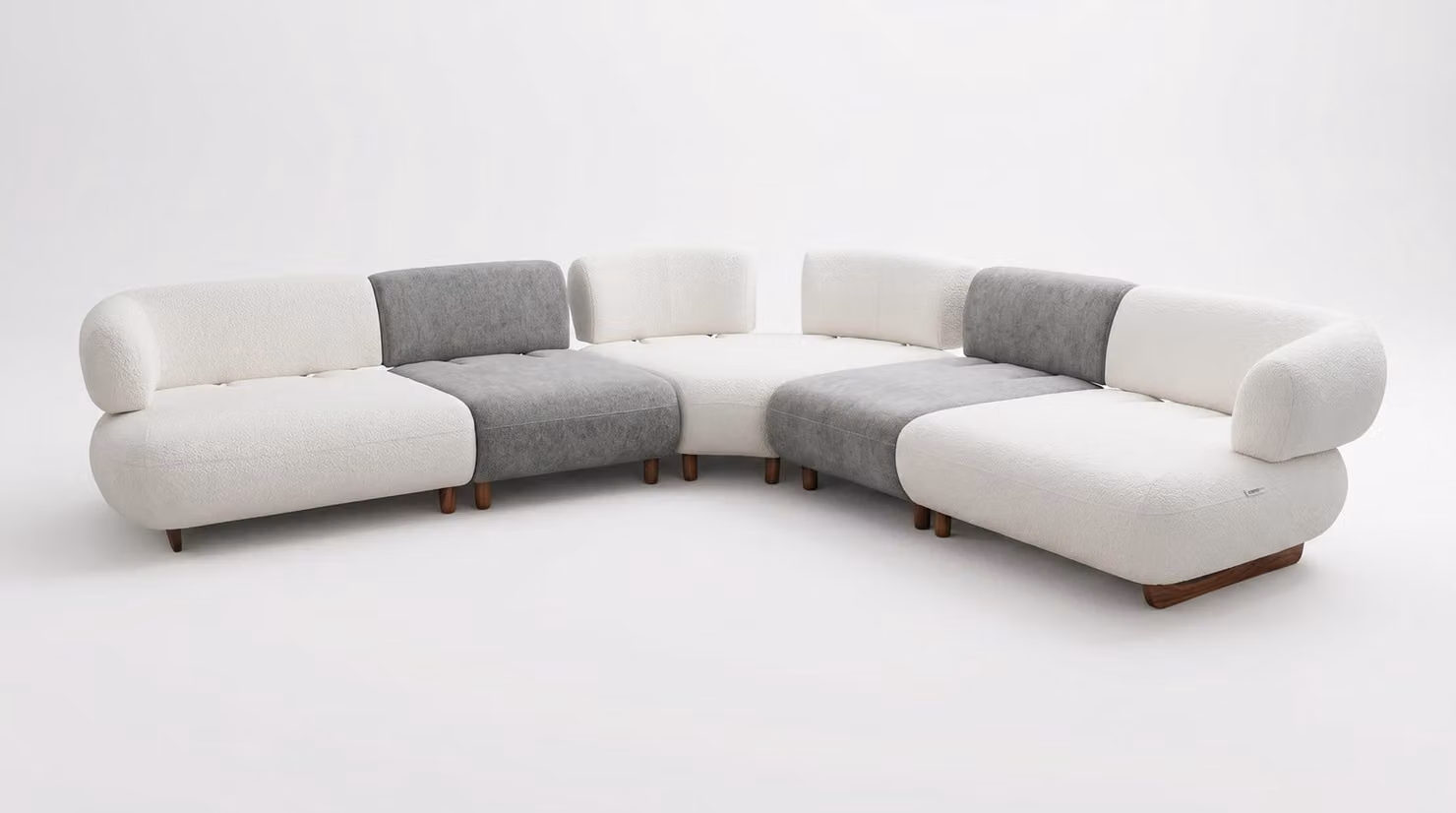 Divano angolare moderno dal design elegante, forma a "L", dal design senza tempo, colore bianco, ideale per il soggiorno