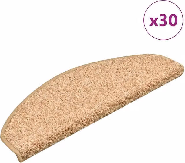 Set di 30 tappetini per scale semicircolari vidaXL, colore oro e beige, antiscivolo e autoadesivi, L: 65 cm, P: 21 cm, H: 4 cm