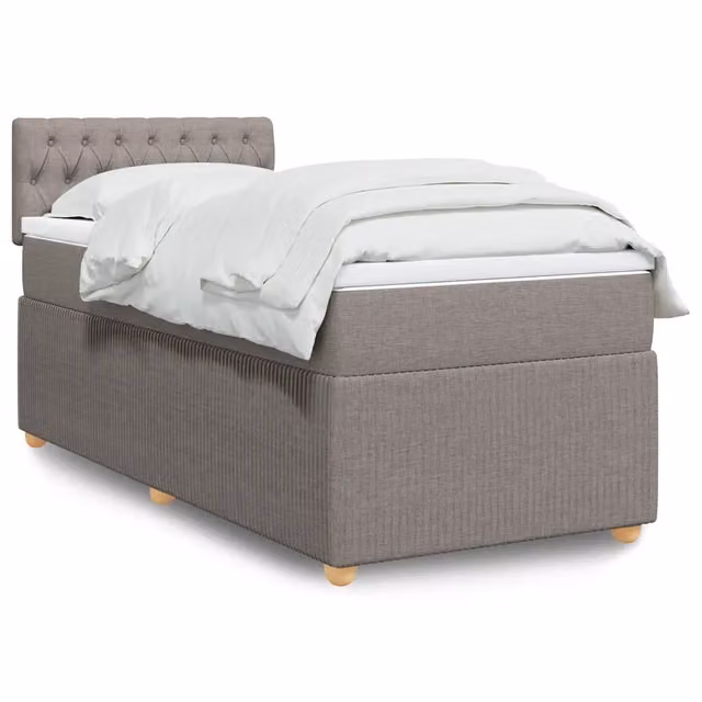 Letto con Giroletto a Molle e Materasso Ibrido vidaXL, Colore Tortora/Grigio, L/P/H: 90 x 190 cm