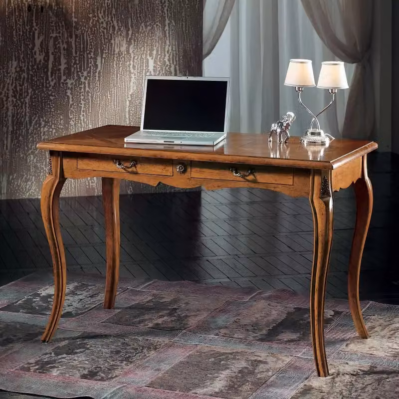 Scrivania classica in legno di faggio con intarsio Mobili 2G colore marrone bronzo L: 120 cm, P: 60 cm, H: 80 cm – 2