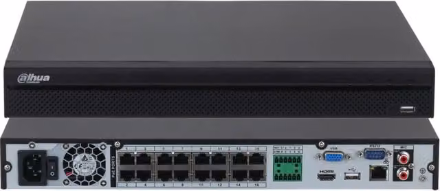 Registratore NVR Dahua NVR4216-16P-4KS3 a 16 canali PoE colore nero