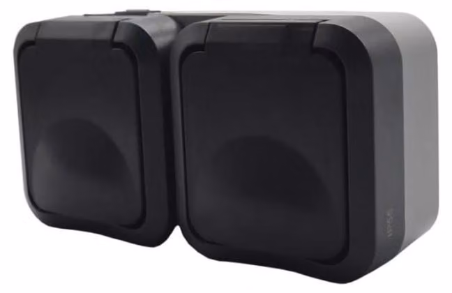 Prese multiple da incasso, grado di protezione IP55, colore grigio antracite, con valvola di intercettazione antincendio / 60327