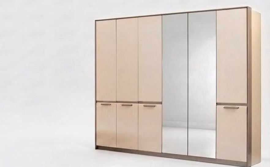 Armadio, guardaroba, specchiera, beige, moderno, elegante