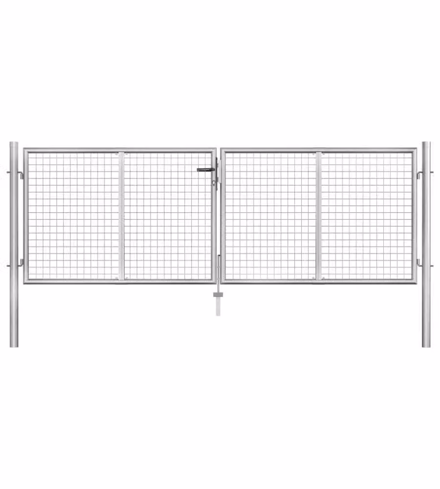 Cancello per Giardino in Acciaio Zincato 306x125 cm Argento